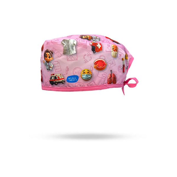 Gorro Quirúrgico Modelo Emojis Rosa 3D