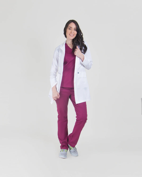 bata de medico mujer modelo sobretodo, bata medica modelo koi