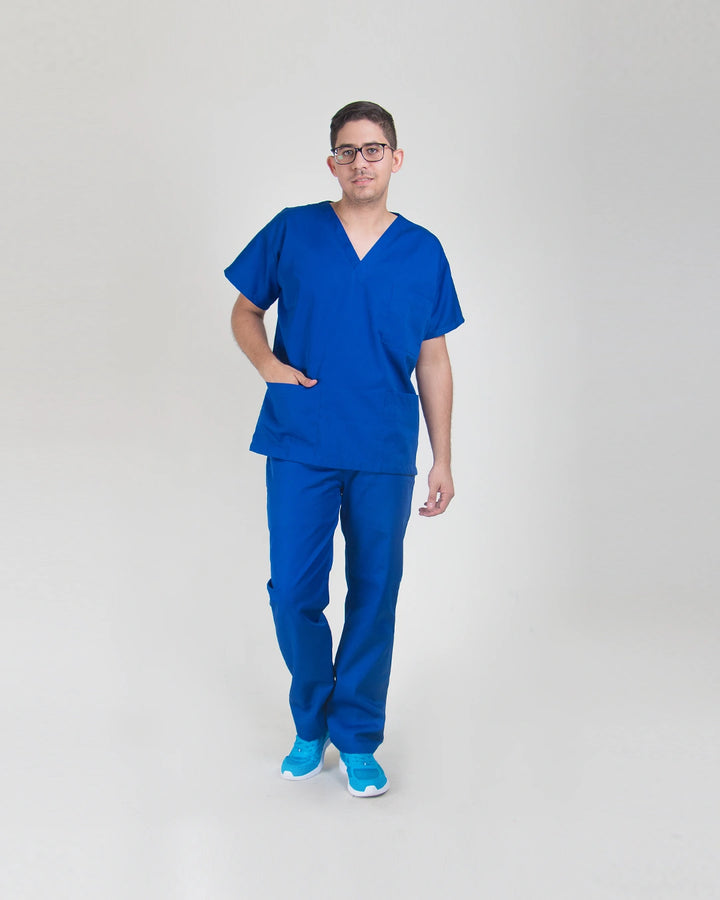 modelos de uniformes medicos para hombres azul rey