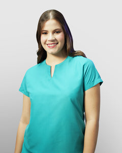 uniformes de enfermeria cuello abierto modelo hindi color caribbean blue