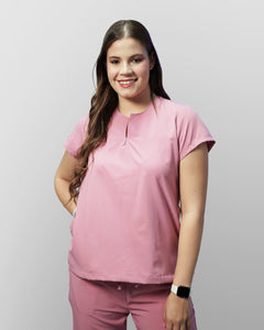 uniformes de enfermeria cuello abierto modelo hindi color rosado