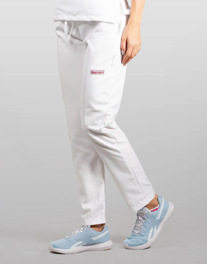 uniformes de enfermeria pantalon modelo basic color blanco para mujer