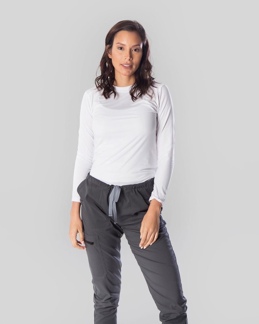 uniformes medicos para damas jersey blanco mujer, sudadera underscrub elite para mujer