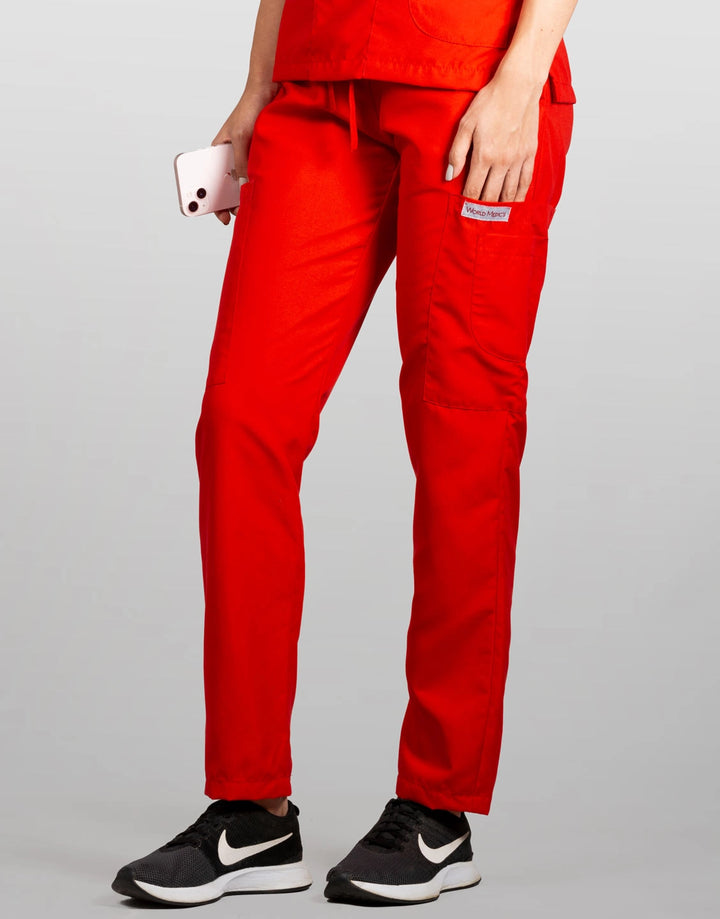 pantalon uniforme medico para mujer modelo barb color rojo