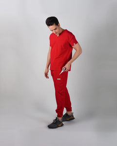 uniformes de medicina modelo scrub stretch color rojo